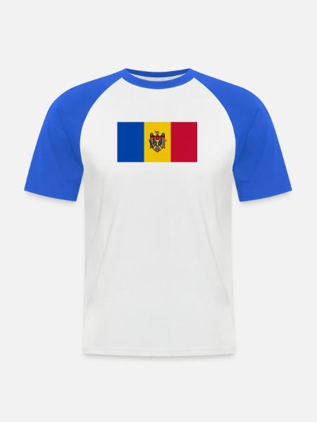 Republik Moldau - Männer Baseball-T-Shirt - Weiß/Royalblau
