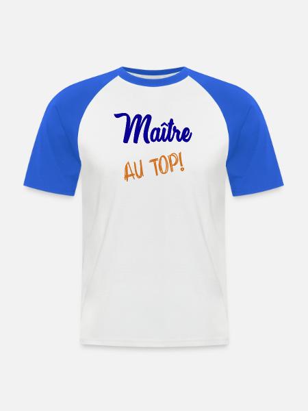 MAITRE - T-shirt baseball manches courtes Homme - blanc/bleu royal