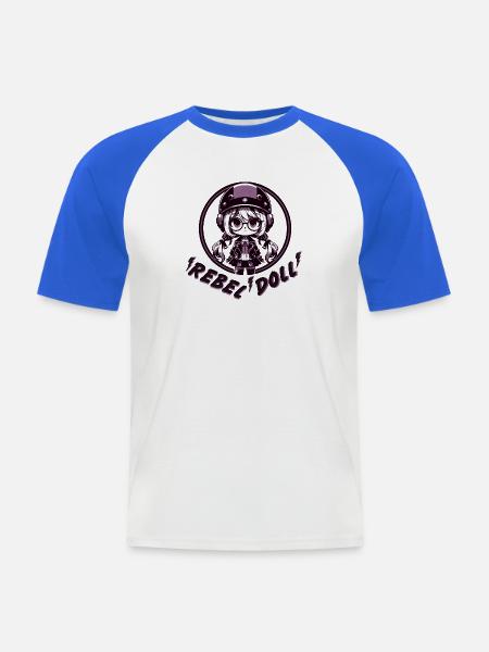 Rebellische Puppe - Männer Baseball-T-Shirt - Weiß/Royalblau