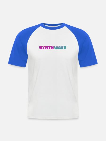 Synthwave - Männer Baseball-T-Shirt - Weiß/Royalblau