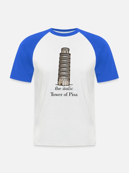the italic Tower - Männer Baseball-T-Shirt - Weiß/Royalblau