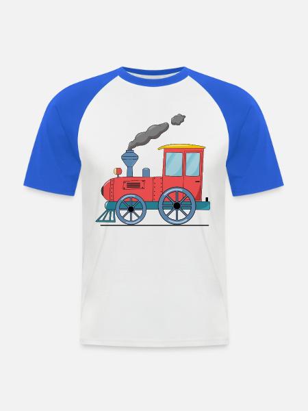 Children's train railway pink - Men's Baseball T-Shirt - white/royal blue