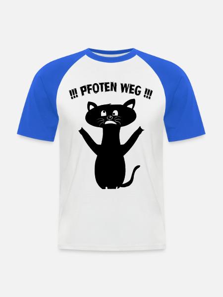 Pfoten Weg! – Schwarze Katze Statement - Männer Baseball-T-Shirt - Weiß/Royalblau