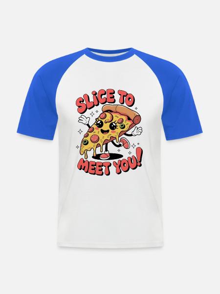 Slice To Meet You! - Men's Baseball T-Shirt - white/royal blue