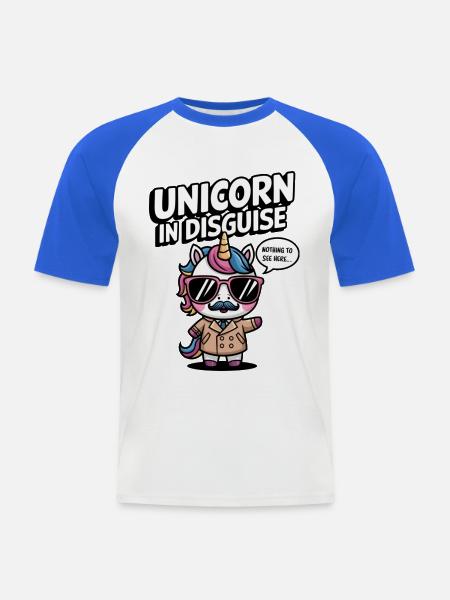 Unverkleidetes Einhorn - Männer Baseball-T-Shirt - Weiß/Royalblau