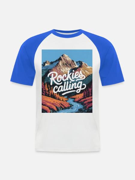 Rockies Calling - Men's Baseball T-Shirt - white/royal blue