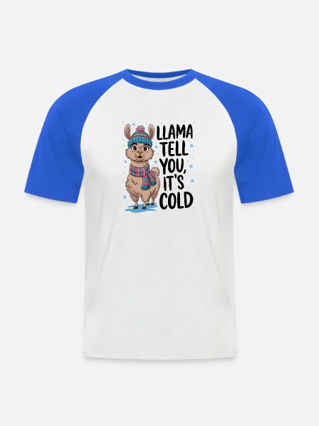 Llama Tell You It's Cold - Men's Baseball T-Shirt - white/royal blue