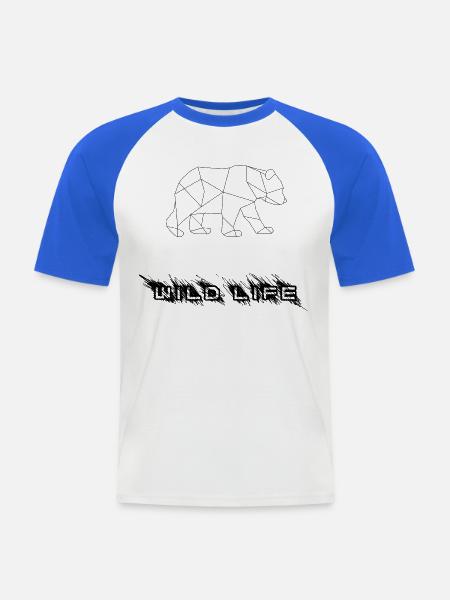 Geometrischer Bär - Männer Baseball-T-Shirt - Weiß/Royalblau