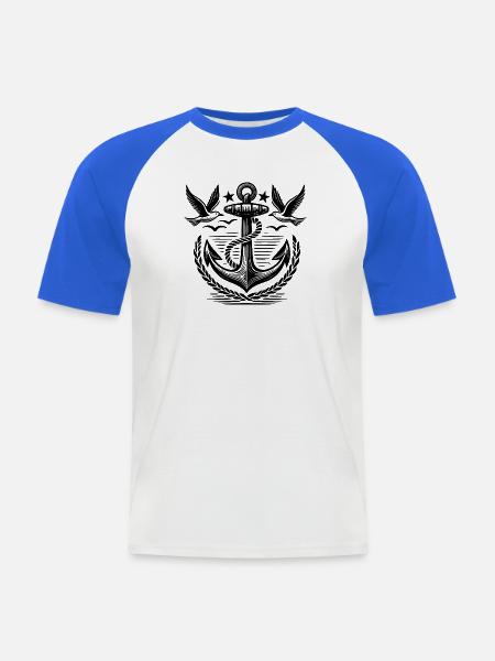 Anchor Seagulls Logo - Men's Baseball T-Shirt - white/royal blue