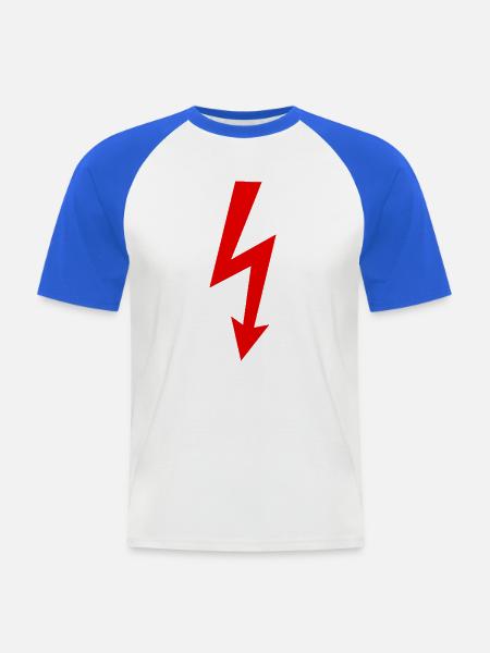 Blitz Logo - Männer Baseball-T-Shirt - Weiß/Royalblau
