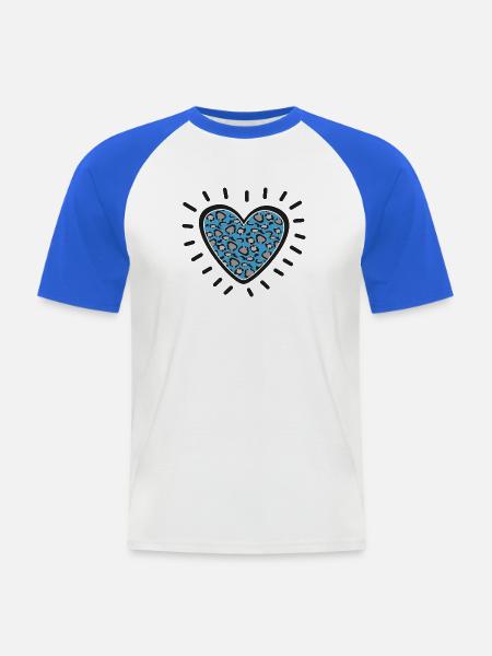 Leopard Heart Burst - Men's Baseball T-Shirt - white/royal blue