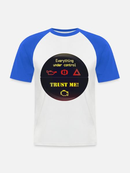 Under Control Trust Me - Männer Baseball-T-Shirt - Weiß/Royalblau
