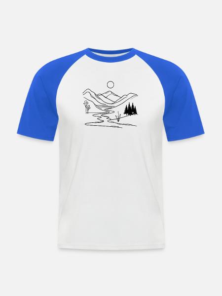 Mystic Mountain Escape - Männer Baseball-T-Shirt - Weiß/Royalblau