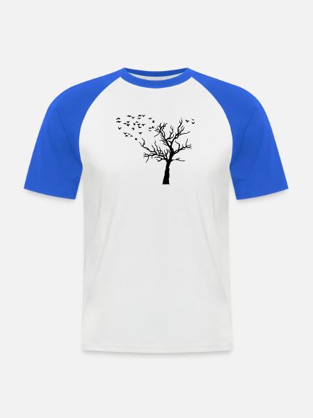 Herbst - Männer Baseball-T-Shirt - Weiß/Royalblau