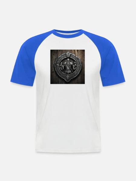 Wikinger mit Äxten - Männer Baseball-T-Shirt - Weiß/Royalblau