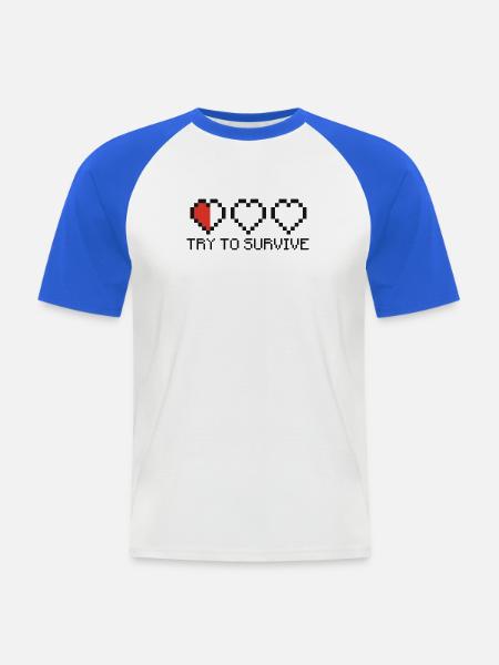 Try to survive 2c T-Shirts - Männer Baseball-T-Shirt - Weiß/Royalblau