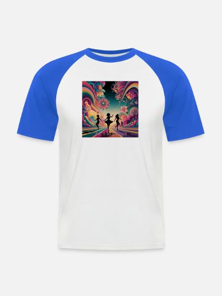 Geboren zum Boogie - Männer Baseball-T-Shirt - Weiß/Royalblau