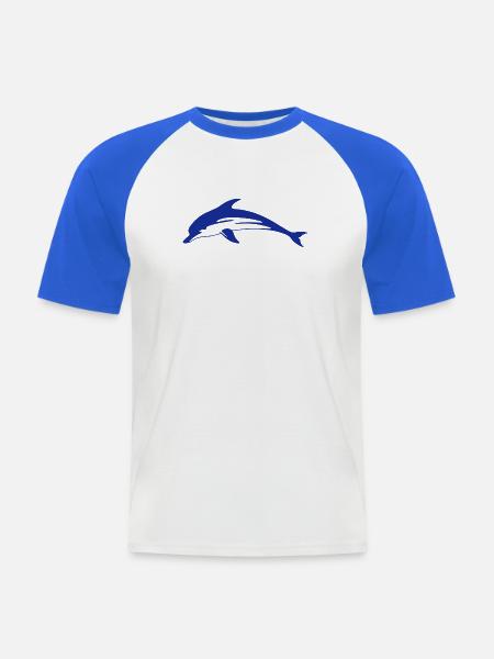 Delphin Delfin Dolphin - Männer Baseball-T-Shirt - Weiß/Royalblau