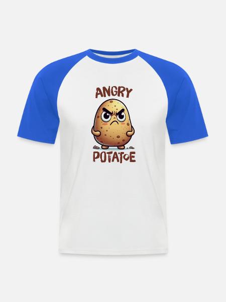 Angry Potatoe - Männer Baseball-T-Shirt - Weiß/Royalblau