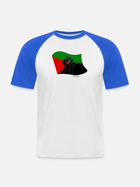 MARTINIQUE Fahnenfaust M.972 (schwarz) - Männer Baseball-T-Shirt - Weiß/Royalblau
