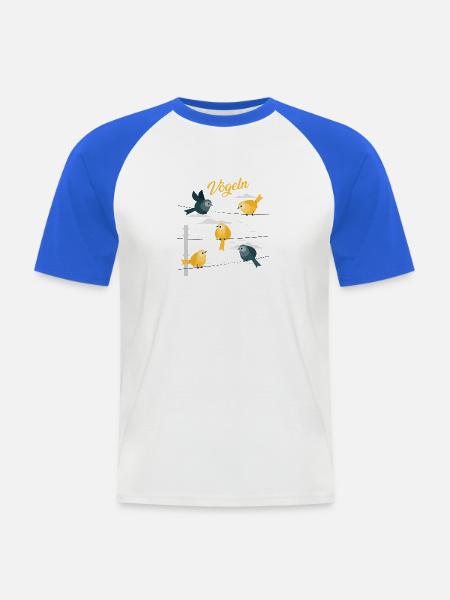 Vögeln - Männer Baseball-T-Shirt - Weiß/Royalblau