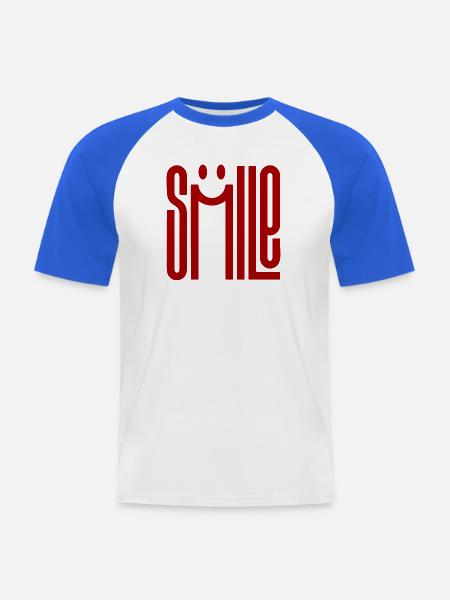 Lächeln - Männer Baseball-T-Shirt - Weiß/Royalblau