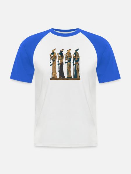Pharaonisches Design 5 - Männer Baseball-T-Shirt - Weiß/Royalblau