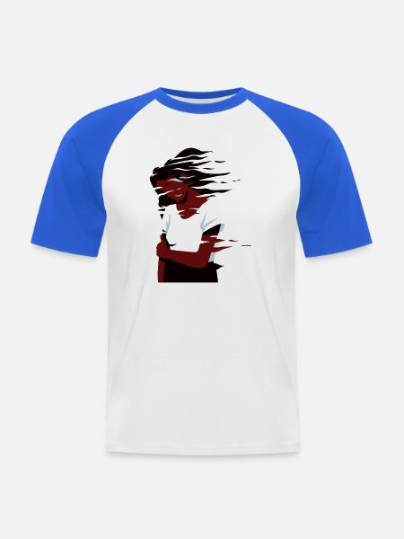 Women - Männer Baseball-T-Shirt - Weiß/Royalblau