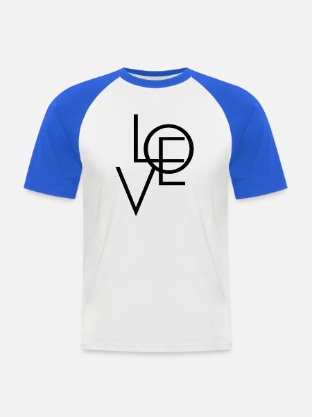 LOVE - Männer Baseball-T-Shirt - Weiß/Royalblau