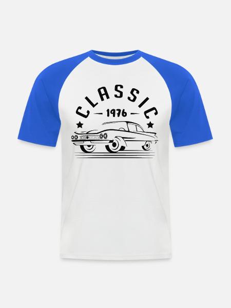 CLASSIC 1976 -Geschenkidee - - Männer Baseball-T-Shirt - Weiß/Royalblau