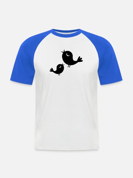 Vögelchen beim Twittern - Männer Baseball-T-Shirt - Weiß/Royalblau
