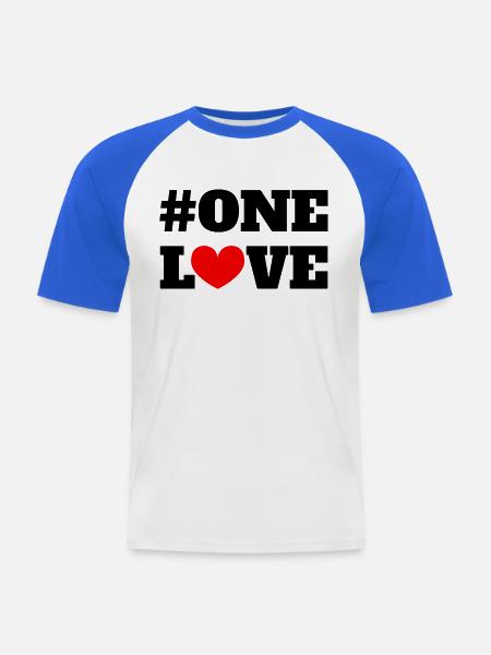 One Love - Männer Baseball-T-Shirt - Weiß/Royalblau