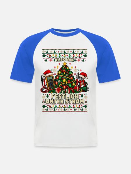 Elektrik - Festlich unter Strom - Männer Baseball-T-Shirt - Weiß/Royalblau