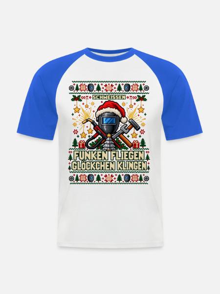 Schweißen - Funken fliegen, Glöckchen klingen - Männer Baseball-T-Shirt - Weiß/Royalblau