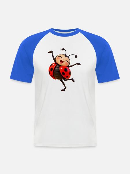 Fröhliche tanzende Marienkäfer - Männer Baseball-T-Shirt - Weiß/Royalblau