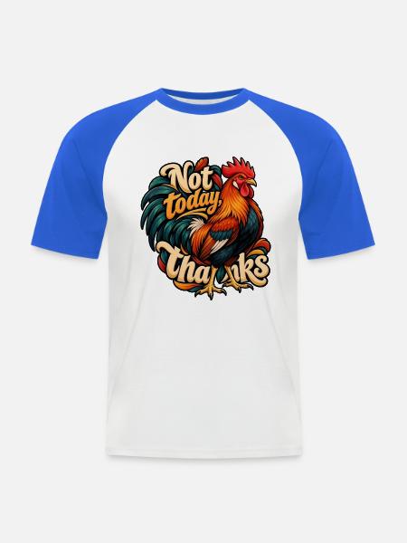 Rotes Dschungelhuhn - Männer Baseball-T-Shirt - Weiß/Royalblau