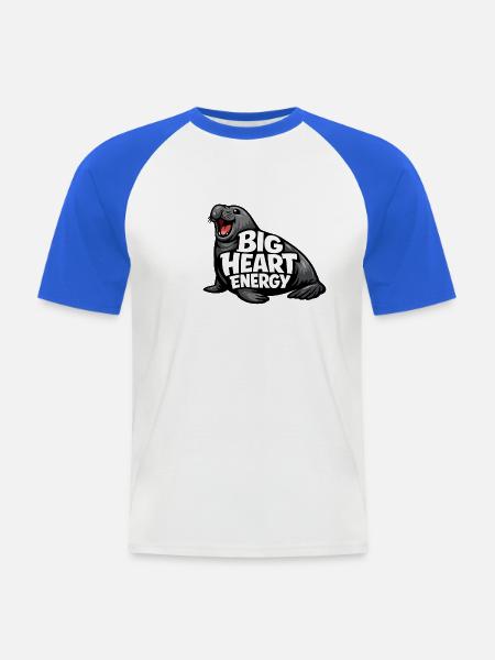 Südseeelefant - Männer Baseball-T-Shirt - Weiß/Royalblau