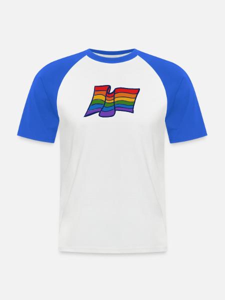 Stolz Regenbogenwelle - Männer Baseball-T-Shirt - Weiß/Royalblau