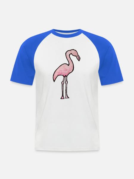 Aquarell Flamingo Pink Silhouette - Männer Baseball-T-Shirt - Weiß/Royalblau