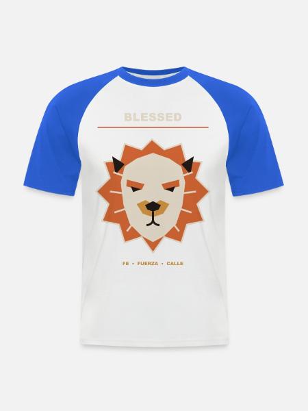 Straßengeometrischer Löwe - Männer Baseball-T-Shirt - Weiß/Royalblau