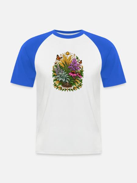Sonnenmond Blumenkranz - Männer Baseball-T-Shirt - Weiß/Royalblau