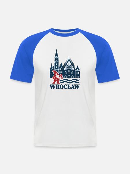 Wroclaw Zwerg und Rathaus - Männer Baseball-T-Shirt - Weiß/Royalblau