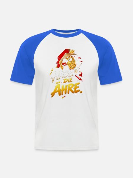 Habe Die Ehre: Goldener Maisheld - Männer Baseball-T-Shirt - Weiß/Royalblau