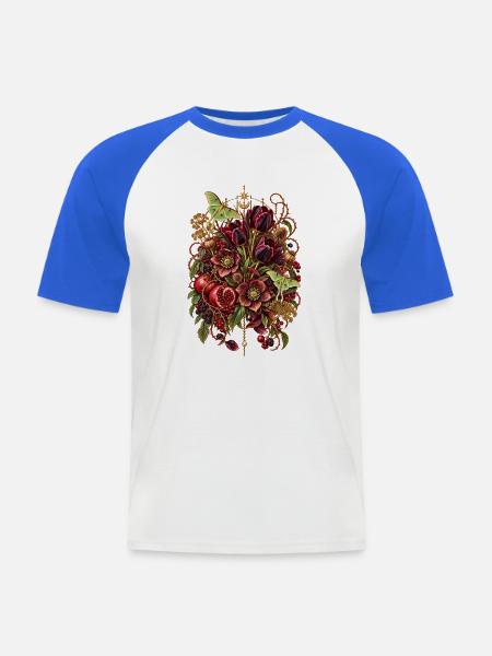 Goldene Blütenpracht - Männer Baseball-T-Shirt - Weiß/Royalblau