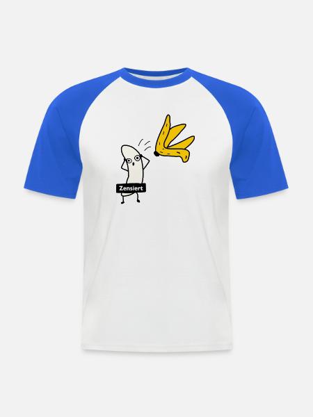 Banane zieht sich aus - Männer Baseball-T-Shirt - Weiß/Royalblau