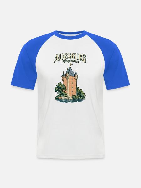 Augsburg Fünfgratturm - Männer Baseball-T-Shirt - Weiß/Royalblau