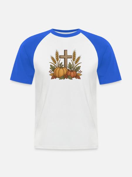 Herbsternte Kreuz Motiv - Männer Baseball-T-Shirt - Weiß/Royalblau
