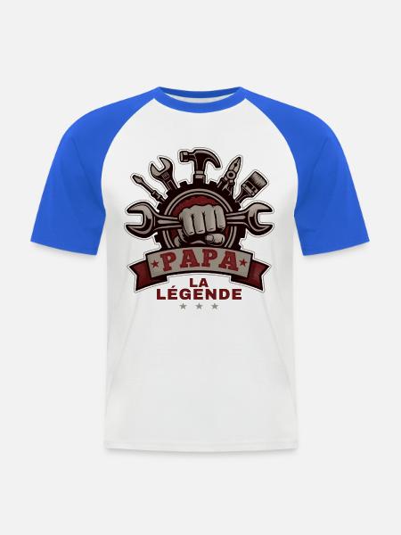 Papa, die Legende - Männer Baseball-T-Shirt - Weiß/Royalblau