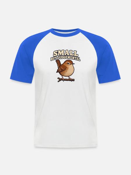 Urteilender Zaunkönig - Männer Baseball-T-Shirt - Weiß/Royalblau