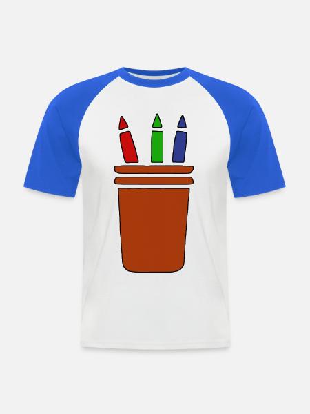 Buntstifte im Topf - Männer Baseball-T-Shirt - Weiß/Royalblau